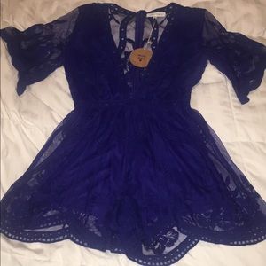 Honey Punch Royal Blue Romper